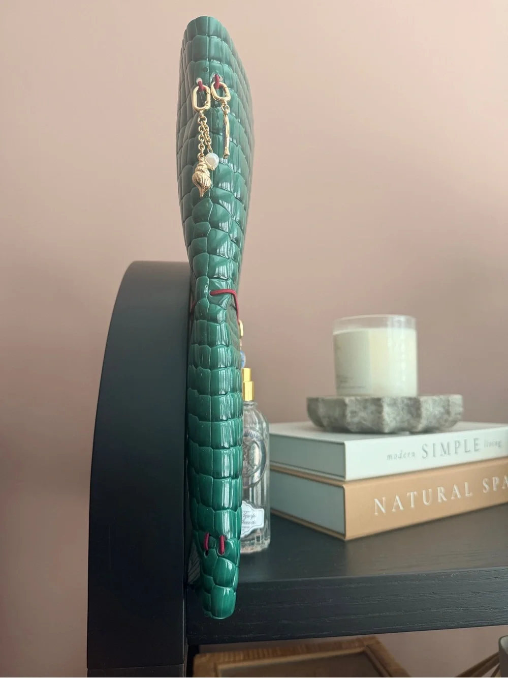 Handmade Green Crocodile-Embossed Journal with Red Elastic